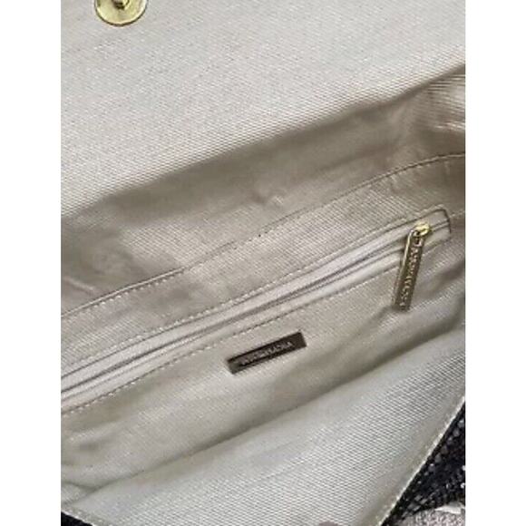 BCBG Maxazria Nadja Clutch Mesh Chain Bag Gold Black Silver Purse Envelope Party - Picture 7 of 13